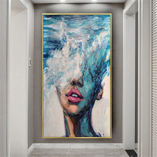 100% Hand-Painted Abstract Oil Painting – Portrait Palette Knife Texture