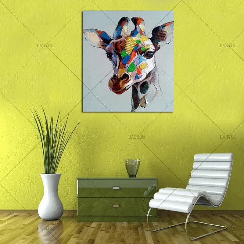 Hand Painted Abstract Deer Oil Painting on Canvas – Unframed