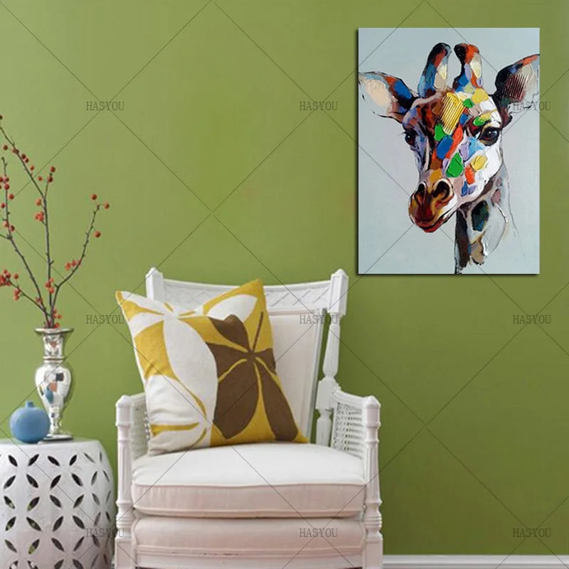 Hand Painted Abstract Deer Oil Painting on Canvas – Unframed