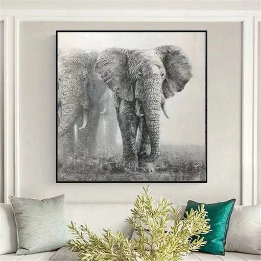 Handpainted Abstract African Elephant Oil Painting