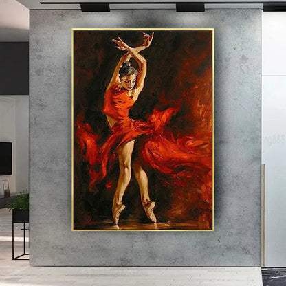 Abstract Contemporary Dancer Hand-Painted Canvas Art