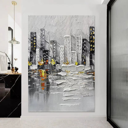 Abstract Cityscape Hand-painted Canvas Art