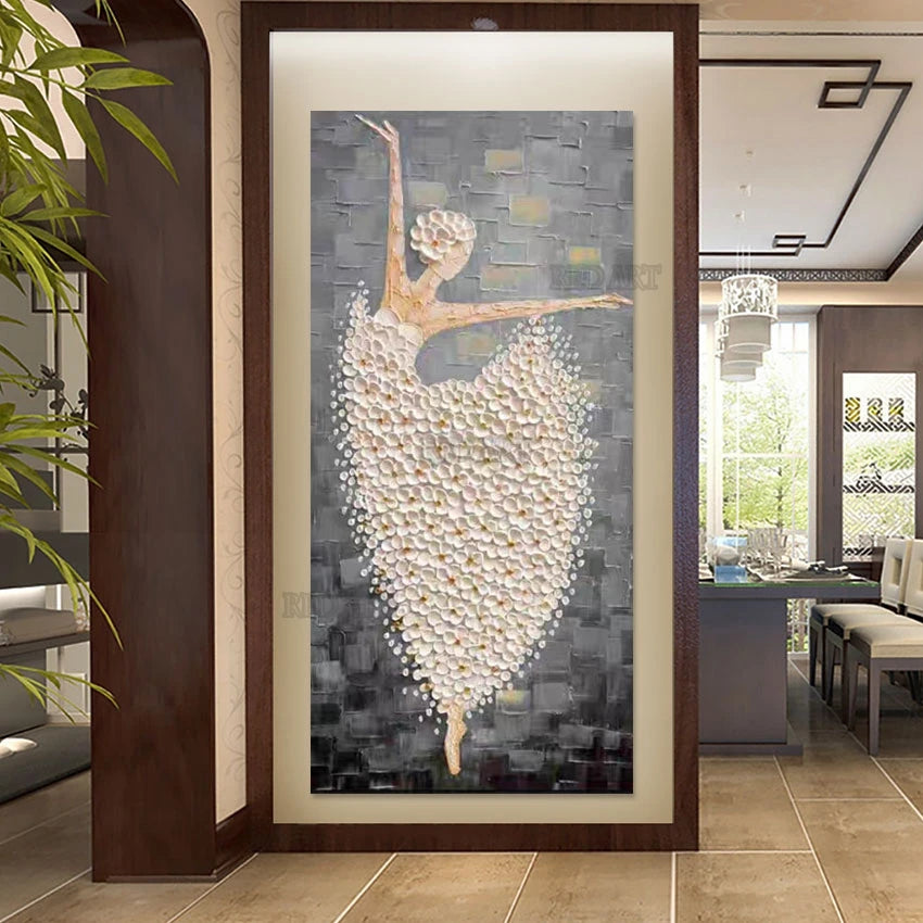 Hand-painted Ballet Dancer Canvas Art