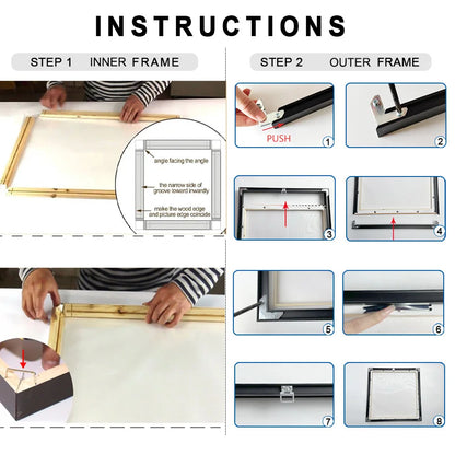 Classic Gold & Black Aluminum Frame for Canvas & Oil Paintings