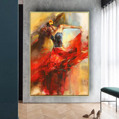 Abstract Contemporary Dancer Hand-Painted Canvas Art