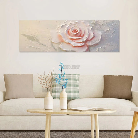 Large Living Room Decor Handmade Rose Flower Oil Painting