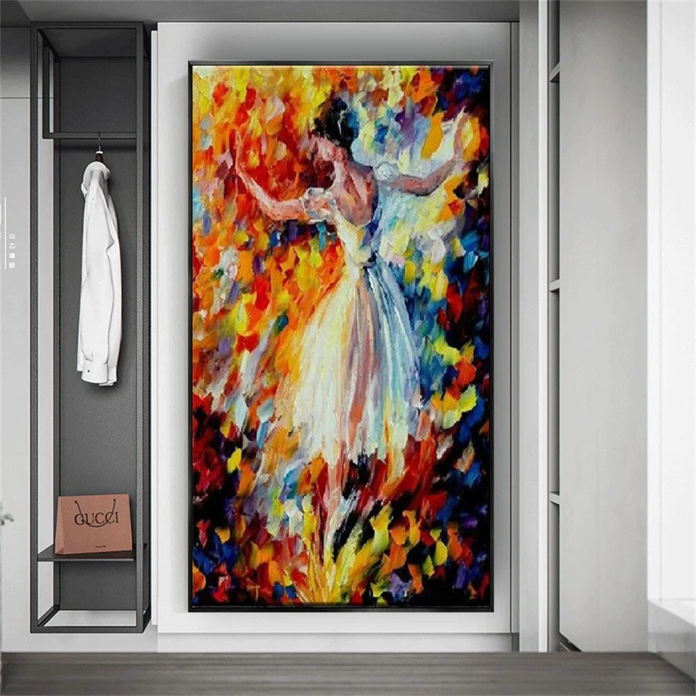 Abstract Contemporary Dancer Hand-Painted Canvas Art