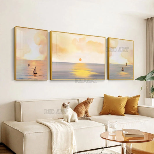 Sunset Sailing Wall Art - 3 Panel Set