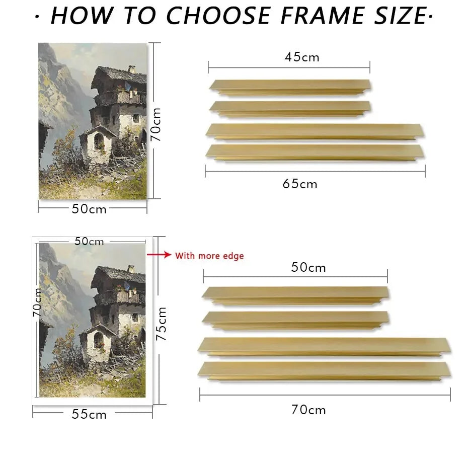 Classic Gold & Black Aluminum Frame for Canvas & Oil Paintings