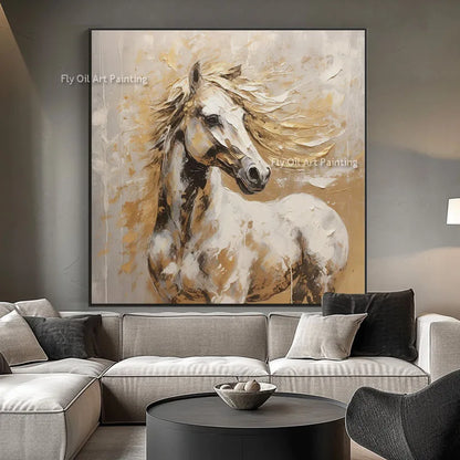 100% Hand Painted Horse Oil Painting on Canvas – Unframed