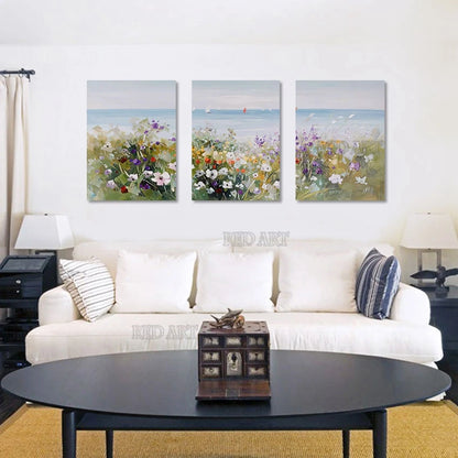 Modern Abstract Floral Canvas - 3 Panel Set