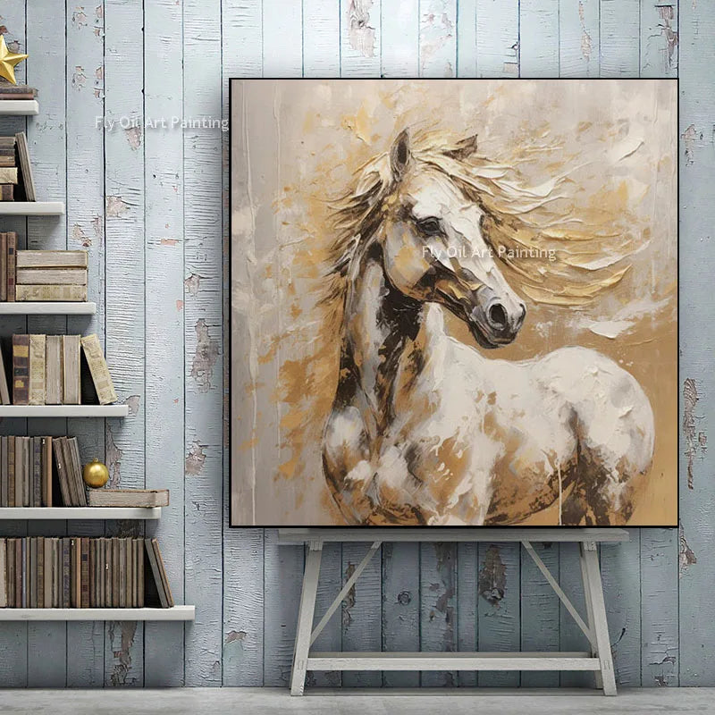 100% Hand Painted Horse Oil Painting on Canvas – Unframed