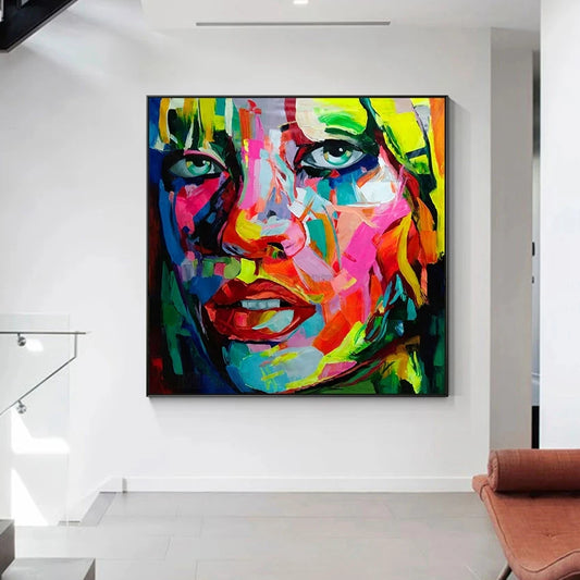 Sexy Lady Face Custom Oil Painting, Hand-Painted Canvas Art