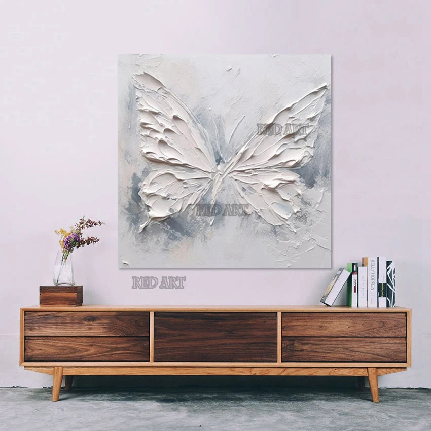 Unframed Palette Knife Texture Butterfly Oil Painting