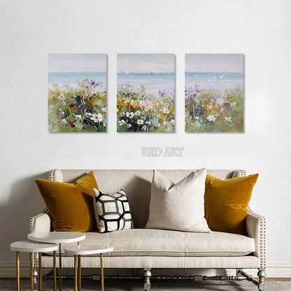 Modern Abstract Floral Canvas - 3 Panel Set