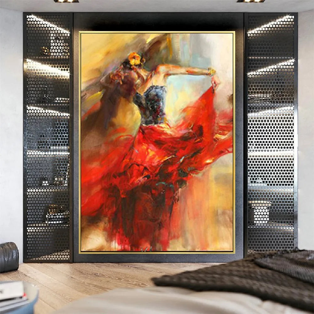 Abstract Contemporary Dancer Hand-Painted Canvas Art