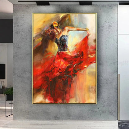 Abstract Contemporary Dancer Hand-Painted Canvas Art