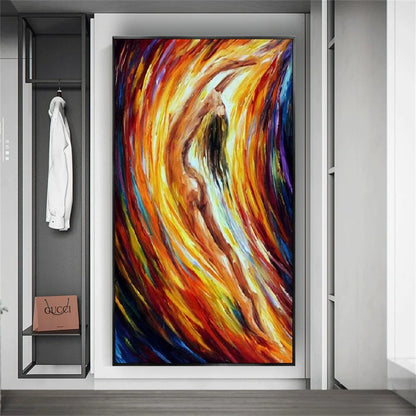 Abstract Contemporary Dancer Hand-Painted Canvas Art