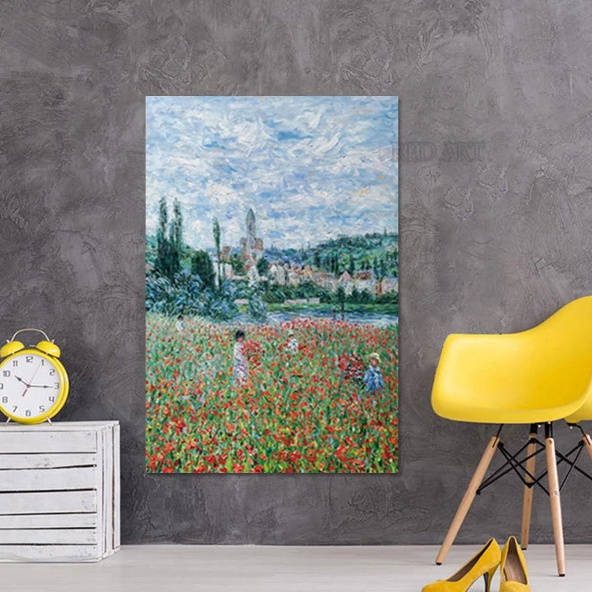 Hand-Painted Beautiful Garden Scenery Oil Painting, Frameless Canvas Art