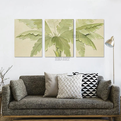 Abstract Leaves Wall Art - 3 Panel Set