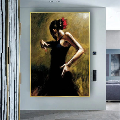 Abstract Contemporary Dancer Hand-Painted Canvas Art