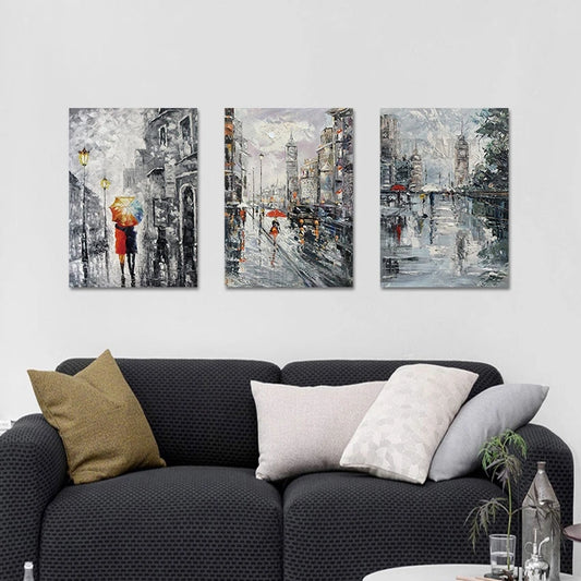 Paris Street Scenery Wall Art - Set of 3