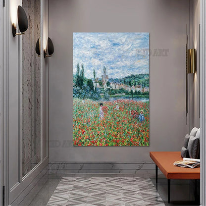 Hand-Painted Beautiful Garden Scenery Oil Painting, Frameless Canvas Art