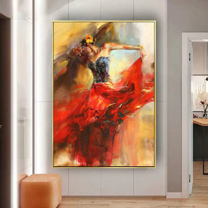 Abstract Contemporary Dancer Hand-Painted Canvas Art