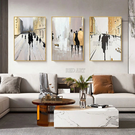 3-Piece Abstract Oil Painting, Modern Home Décor