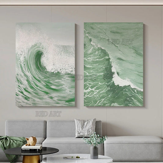 Nordic Sea Wave Art - 2 Panel Set