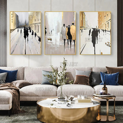 3-Piece Abstract Oil Painting, Modern Home Décor