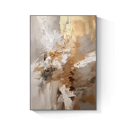 Golden Abstract Oil Painting - Hand-painted Canvas