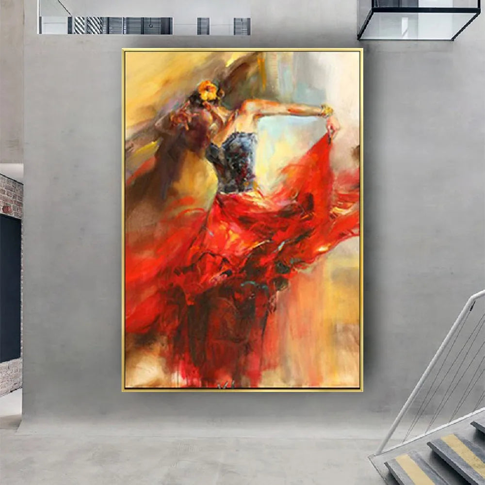 Abstract Contemporary Dancer Hand-Painted Canvas Art