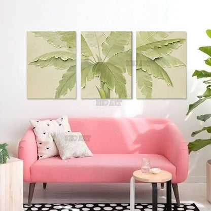 Abstract Leaves Wall Art - 3 Panel Set