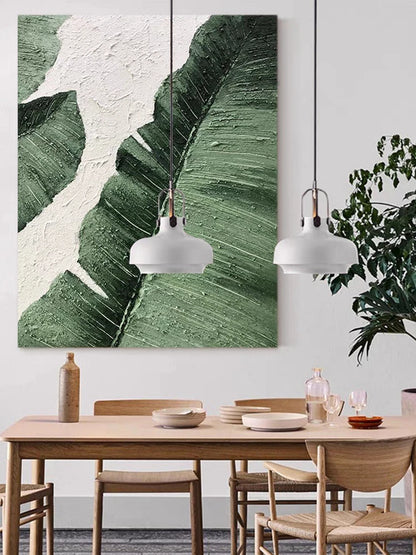 Large Plantain Leaves Oil Painting, Hand-Painted Canvas Art