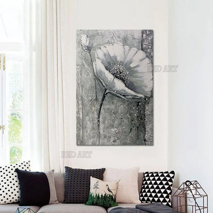 Hand-painted Tulip Flowers Oil Painting – Abstract Canvas Art for Walls