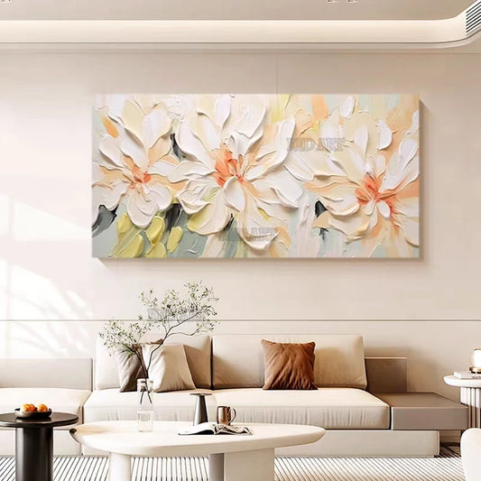 Large Abstract Knife Flowers Oil Painting Canvas Poster