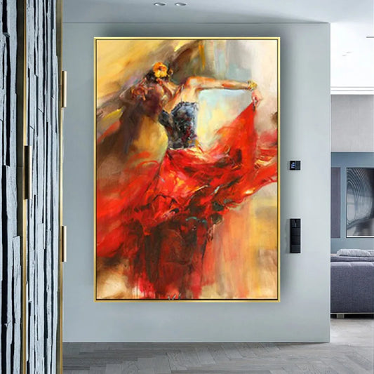 Abstract Contemporary Dancer Hand-Painted Canvas Art