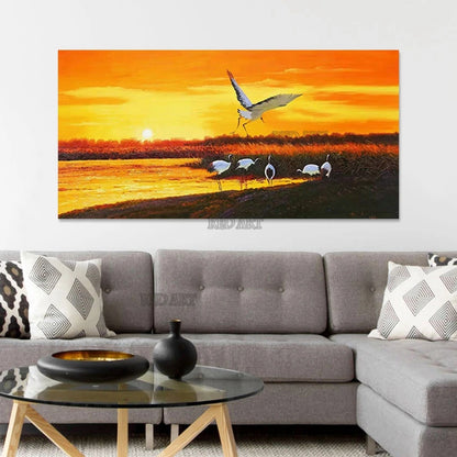 Beautiful Lake Scenery Oil Painting – Luxury Unframed Canvas Art