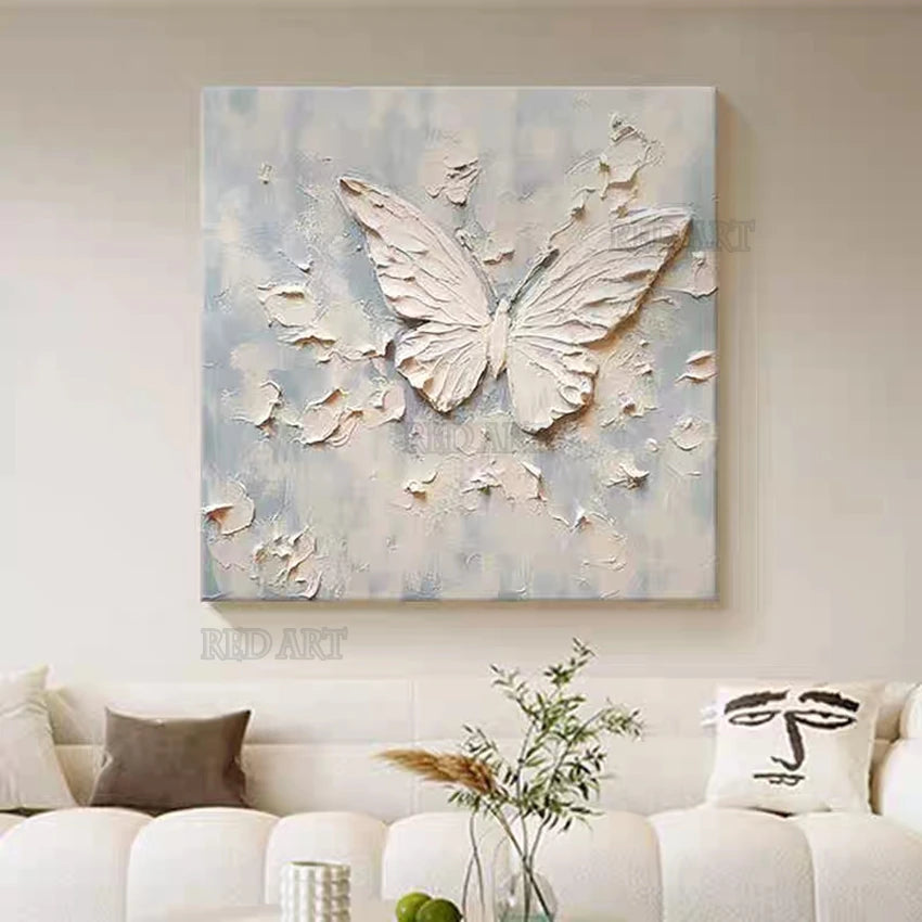 Unframed Palette Knife Texture Butterfly Oil Painting