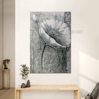 Hand-painted Tulip Flowers Oil Painting – Abstract Canvas Art for Walls