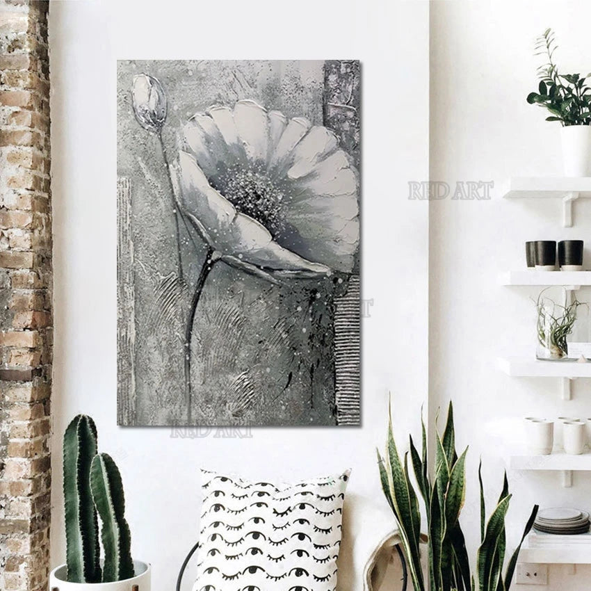 Hand-painted Tulip Flowers Oil Painting – Abstract Canvas Art for Walls