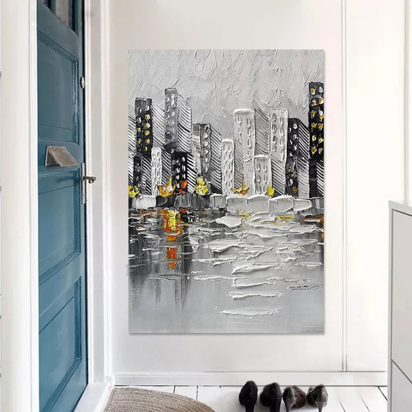 Abstract Cityscape Hand-painted Canvas Art