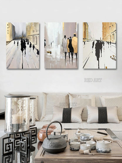 3-Piece Abstract Oil Painting, Modern Home Décor