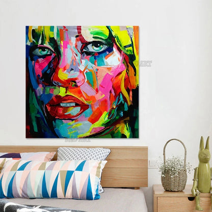 Sexy Lady Face Custom Oil Painting, Hand-Painted Canvas Art