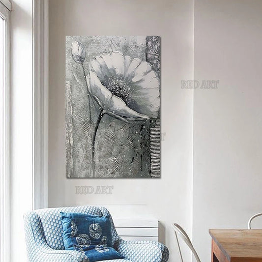 Hand-painted Tulip Flowers Oil Painting – Abstract Canvas Art for Walls