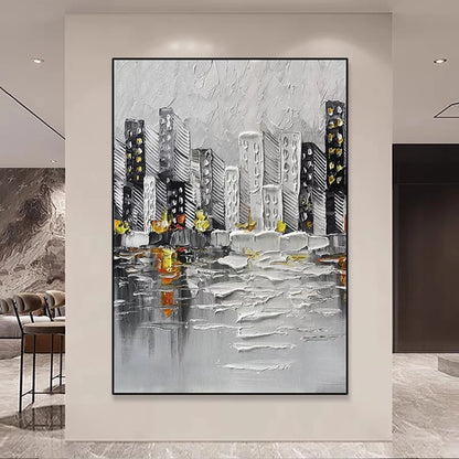 Abstract Cityscape Hand-painted Canvas Art