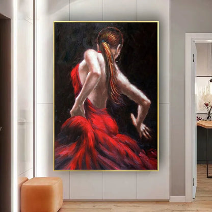 Abstract Contemporary Dancer Hand-Painted Canvas Art