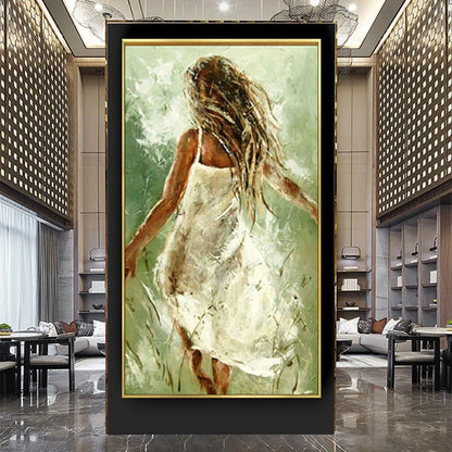 Abstract Contemporary Dancer Hand-Painted Canvas Art