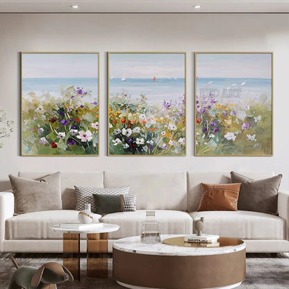 Modern Abstract Floral Canvas - 3 Panel Set